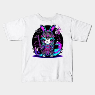 Rabbit Warrior And Dragons Kids T-Shirt